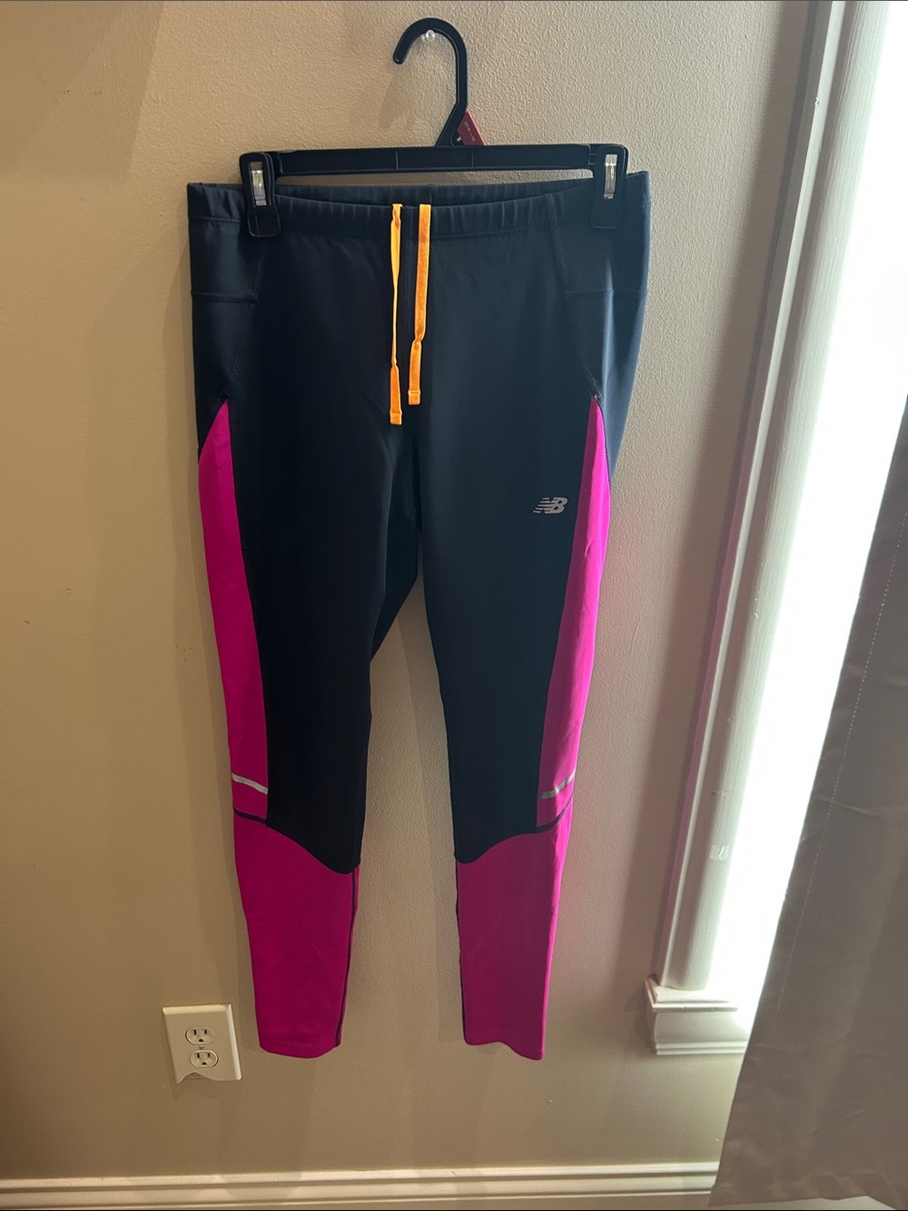 New Balance Black, Pink & Yellow Girls' Athletic Leggings